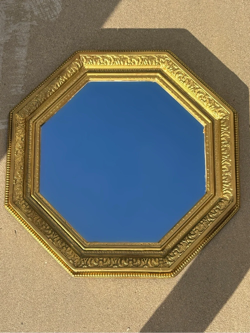 Vintage gold baroque octagon large wall mirror home decor glam whimsygoth